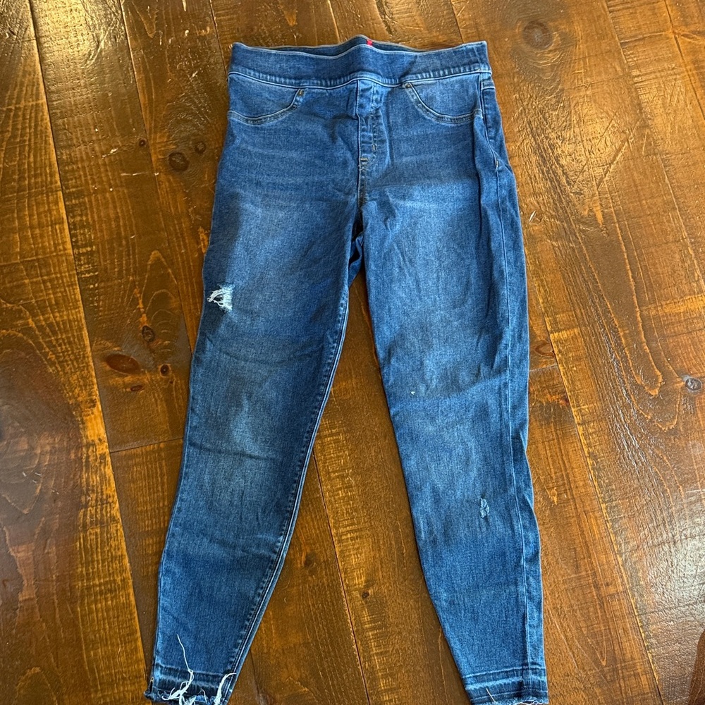 SPANX Distressed Blue Skinny Jeans